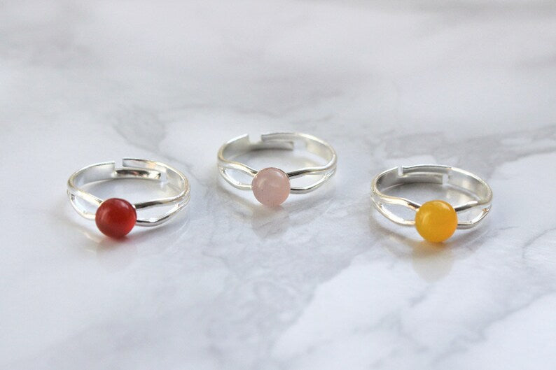 Gemstone Crystal Ring - Dainty Band