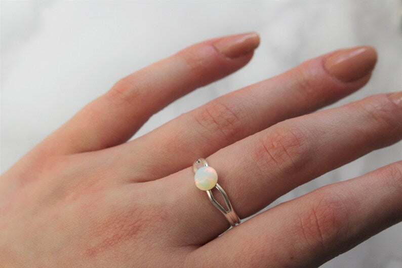 Gemstone Crystal Ring - Dainty Band
