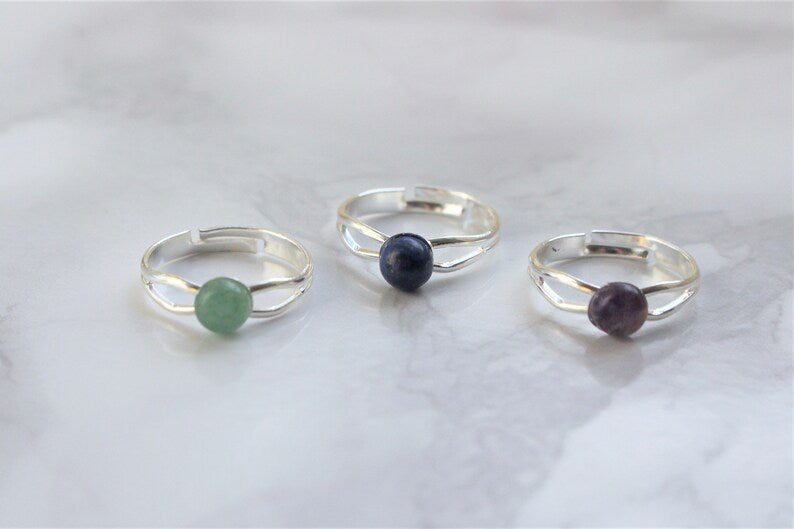 Gemstone Crystal Ring - Dainty Band