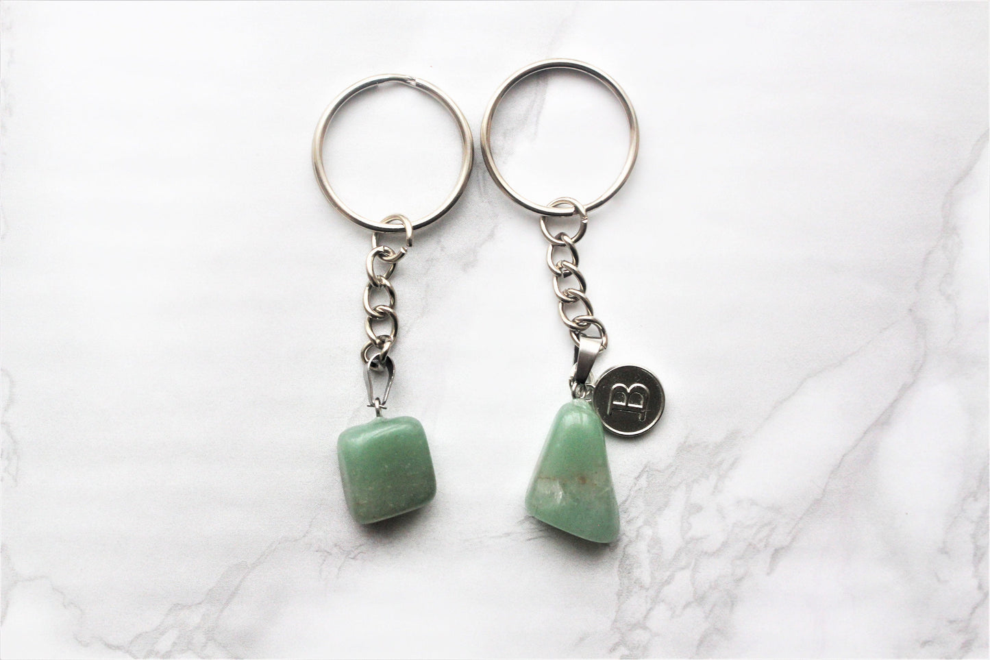 Opal / Green Aventurine / Rose Quartz / Amethyst Keyring Personalised Initial Crystal Keychain