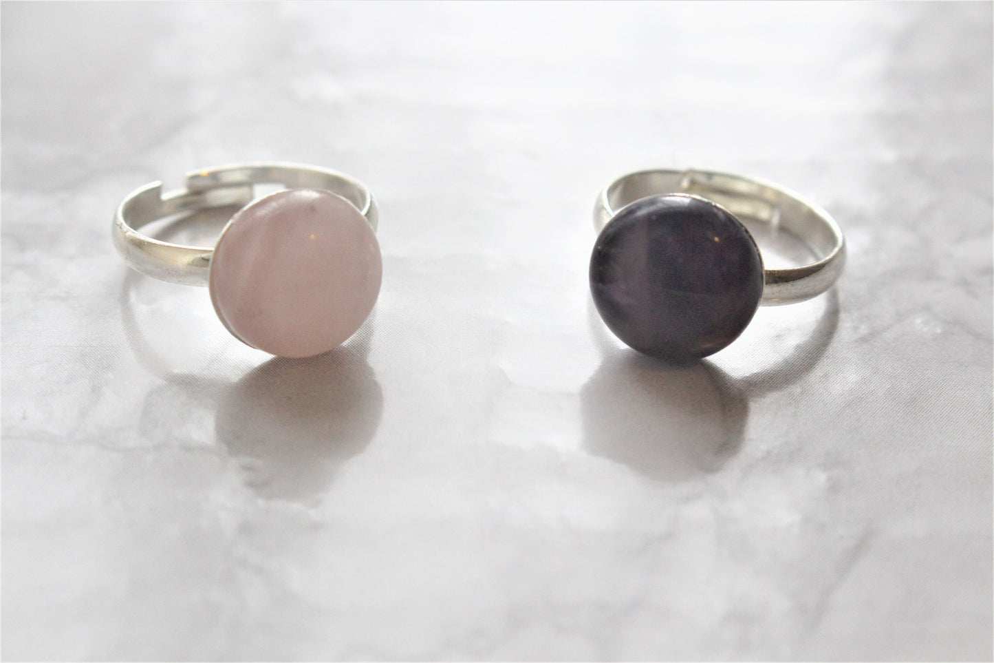 Rose Quartz/Amethyst Adjustable Crystal Ring