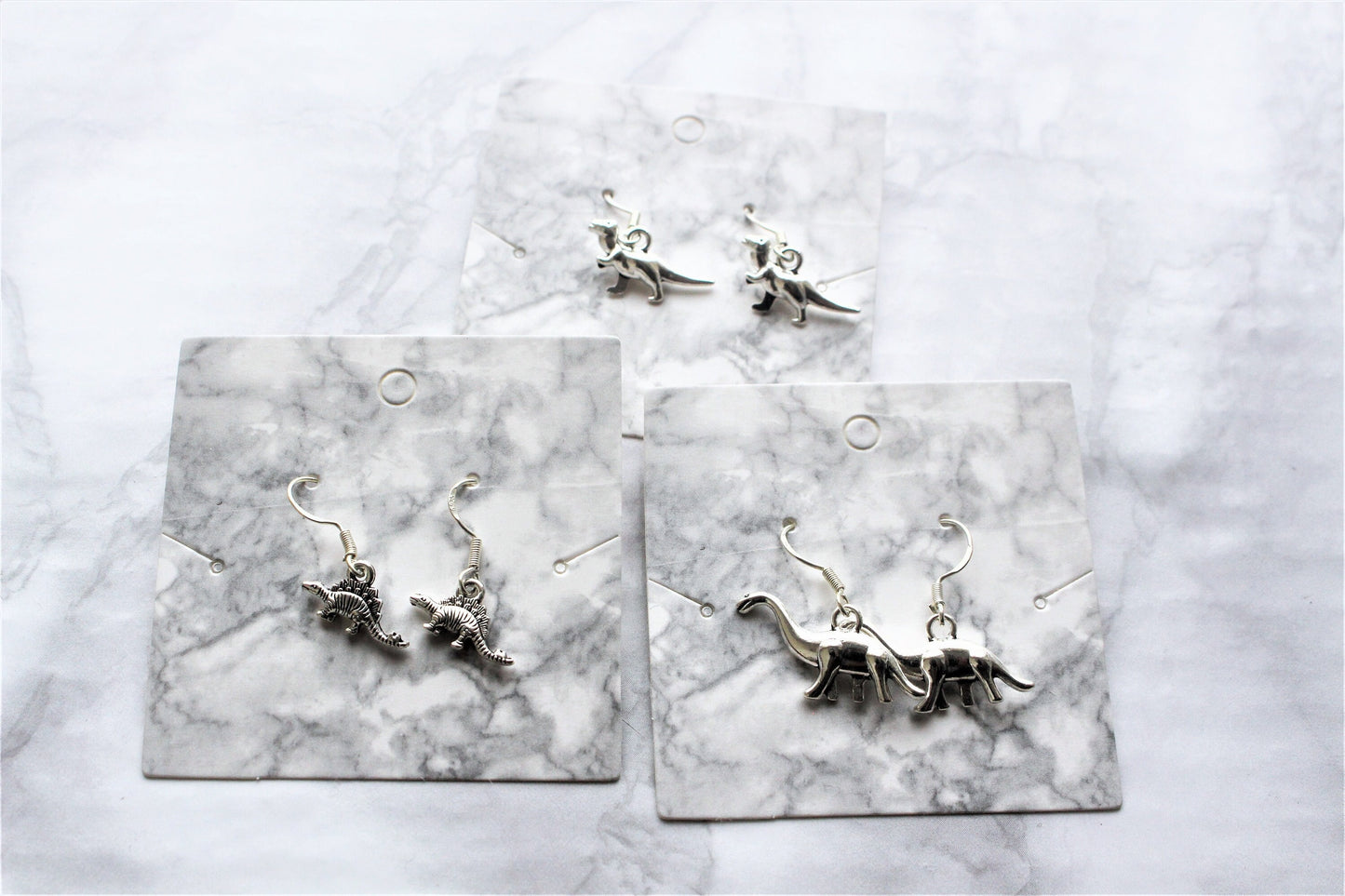 Sterling Silver Dinosaur Hook Earrings