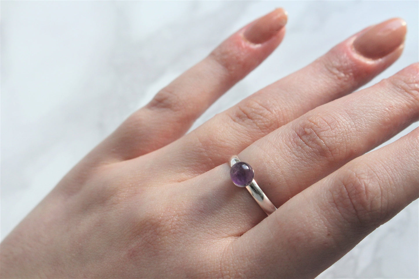 Gemstone Crystal Ring - Plain Band - Adjustable