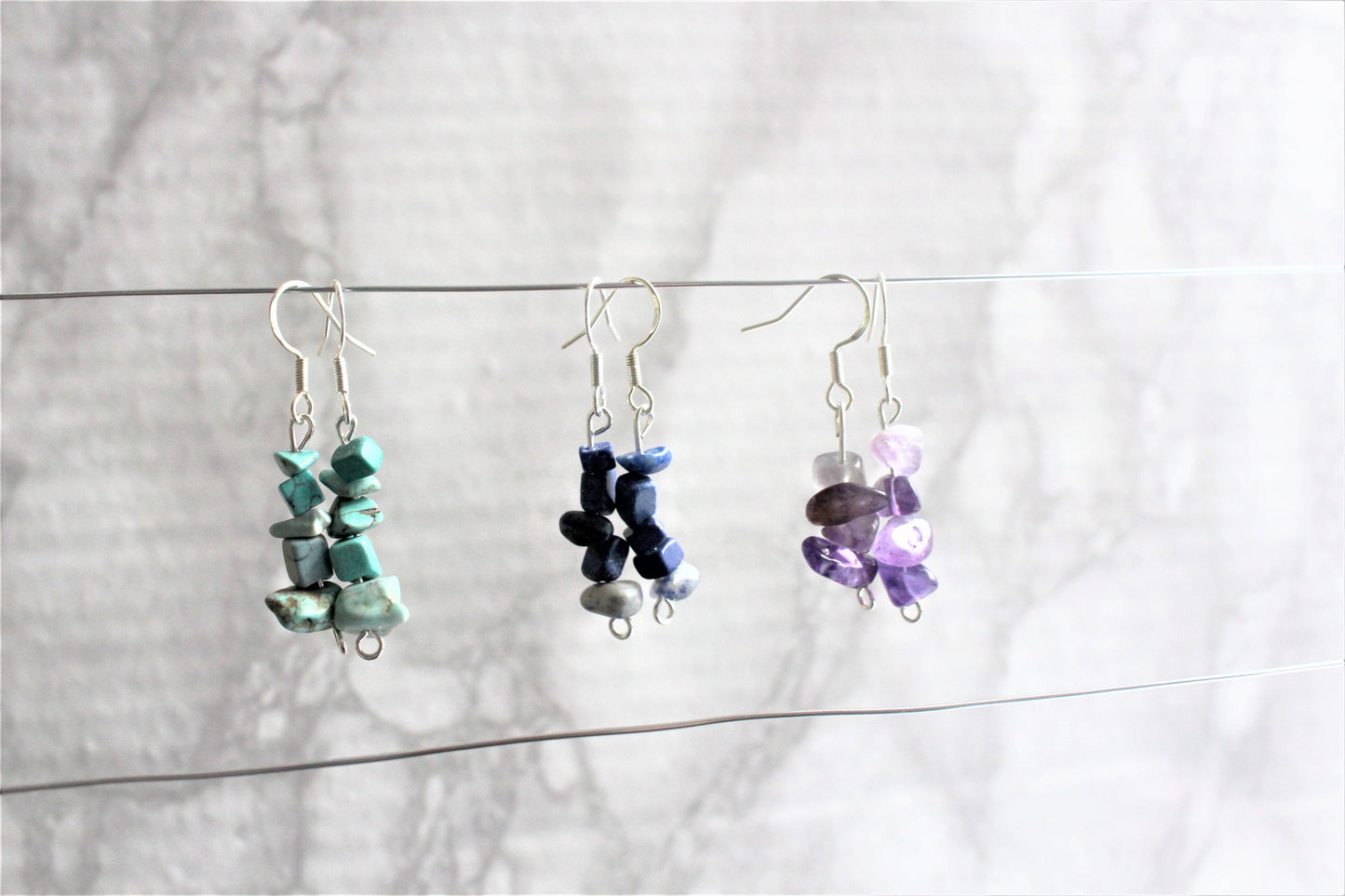 Sterling Silver Crystal Chip Earrings 925 Hook Drop