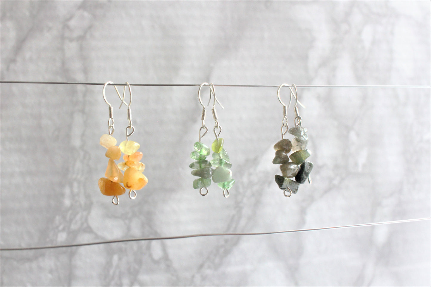 Sterling Silver Crystal Chip Earrings 925 Hook Drop