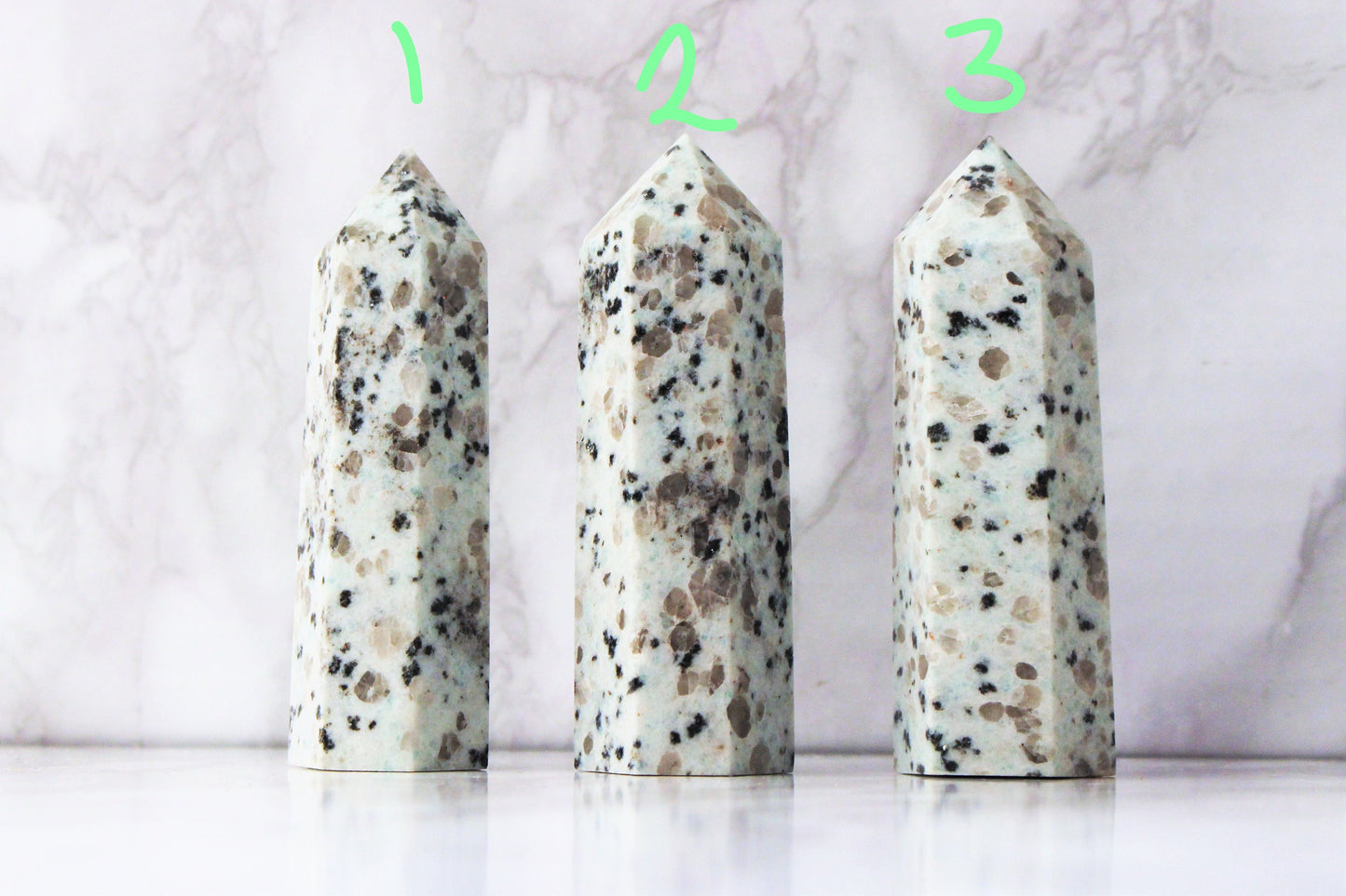 Kiwi / Zebra Jasper / Labradorite Point Towers Obelisk Crystals