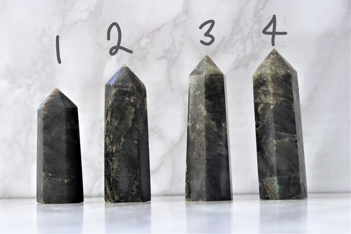 Kiwi / Zebra Jasper / Labradorite Point Towers Obelisk Crystals
