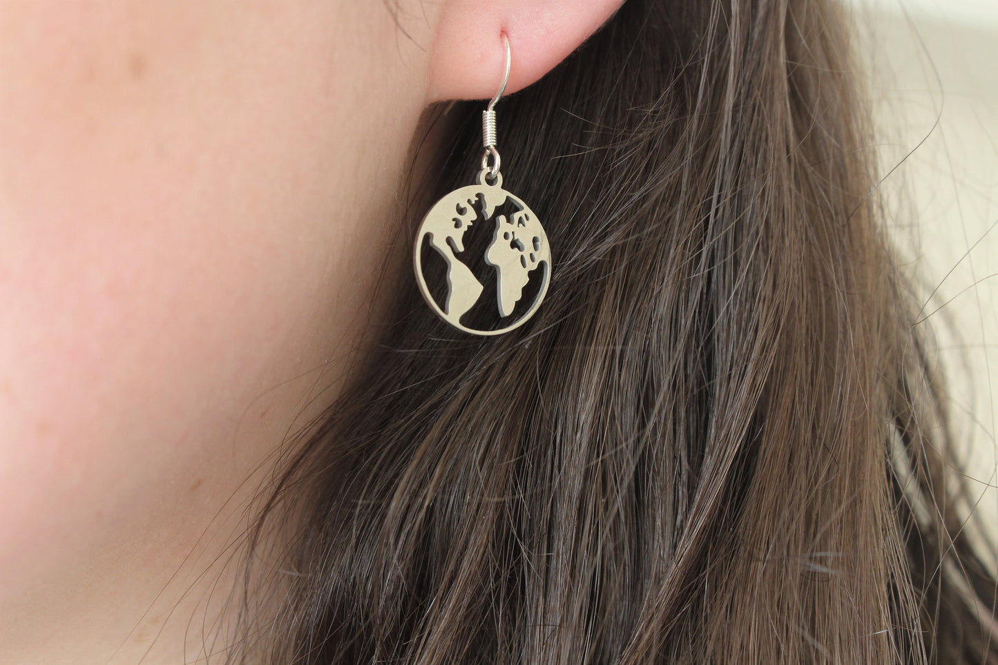 Sterling Silver Earrings Earth Mountain Hook Drop Dangle