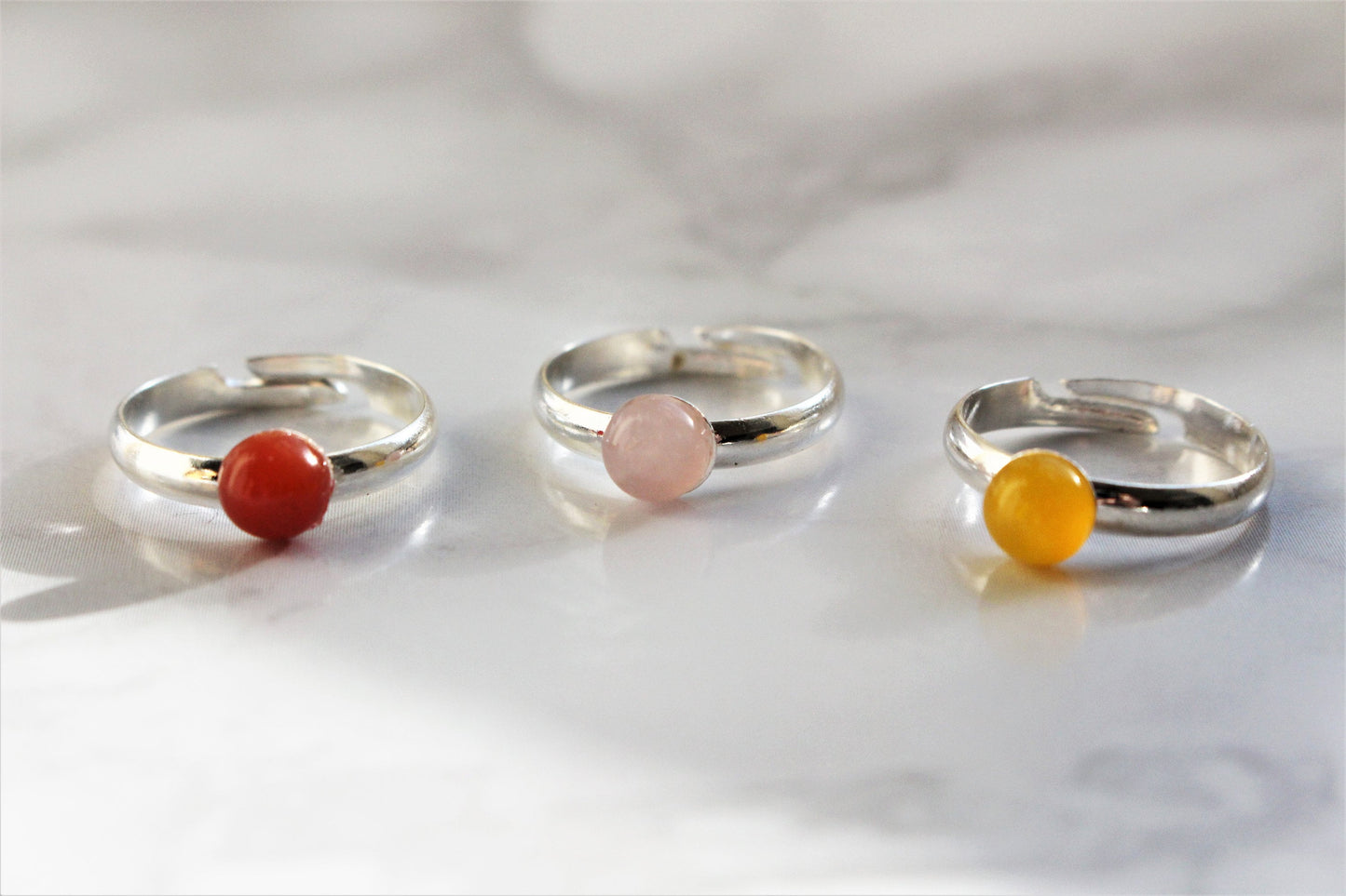 Gemstone Crystal Ring - Plain Band - Adjustable