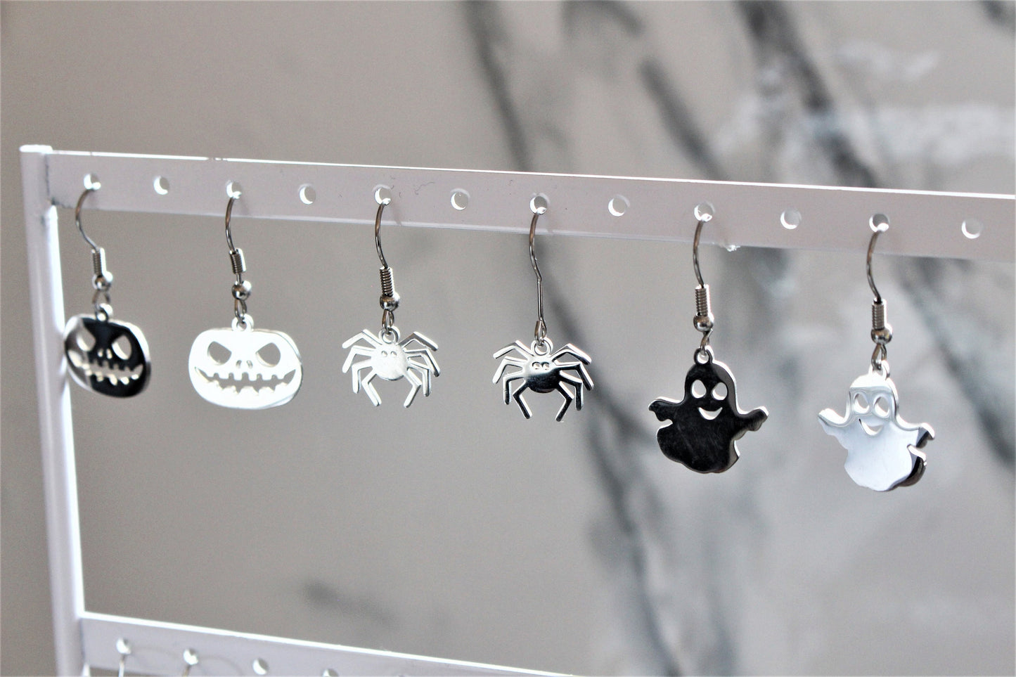 Halloween Sterling Silver Earrings Pumpkin Spider Ghost