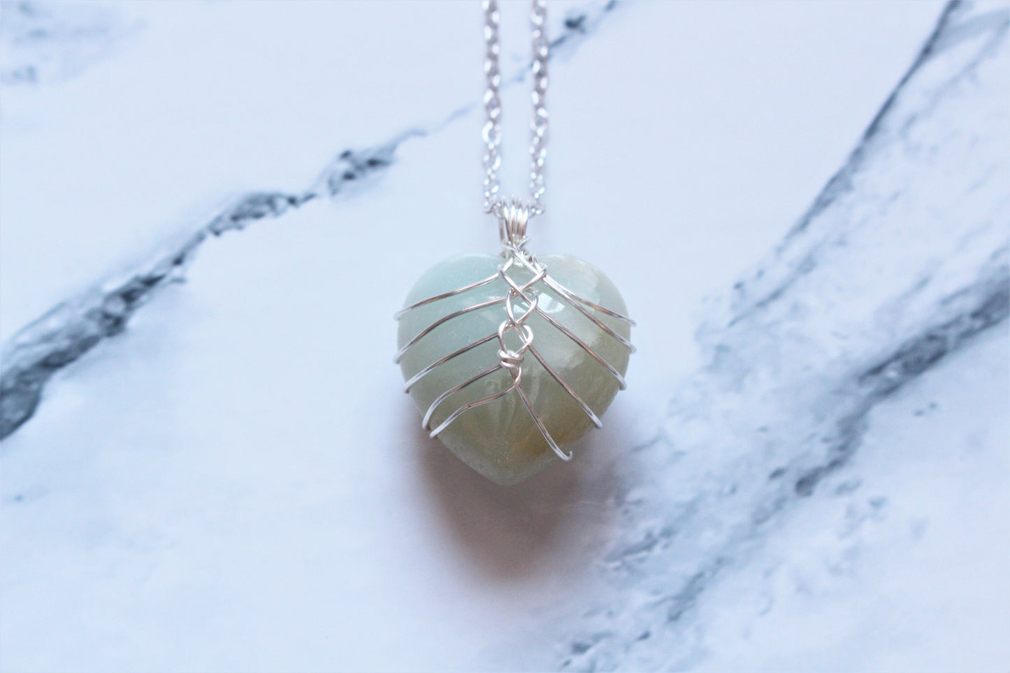 Crystal Heart Pendant Necklace Wire Wrap Necklace Silver Crystal Rock Gift For Her Him Wife Girlfriend Quartz Labradorite Pink Amethyst UK