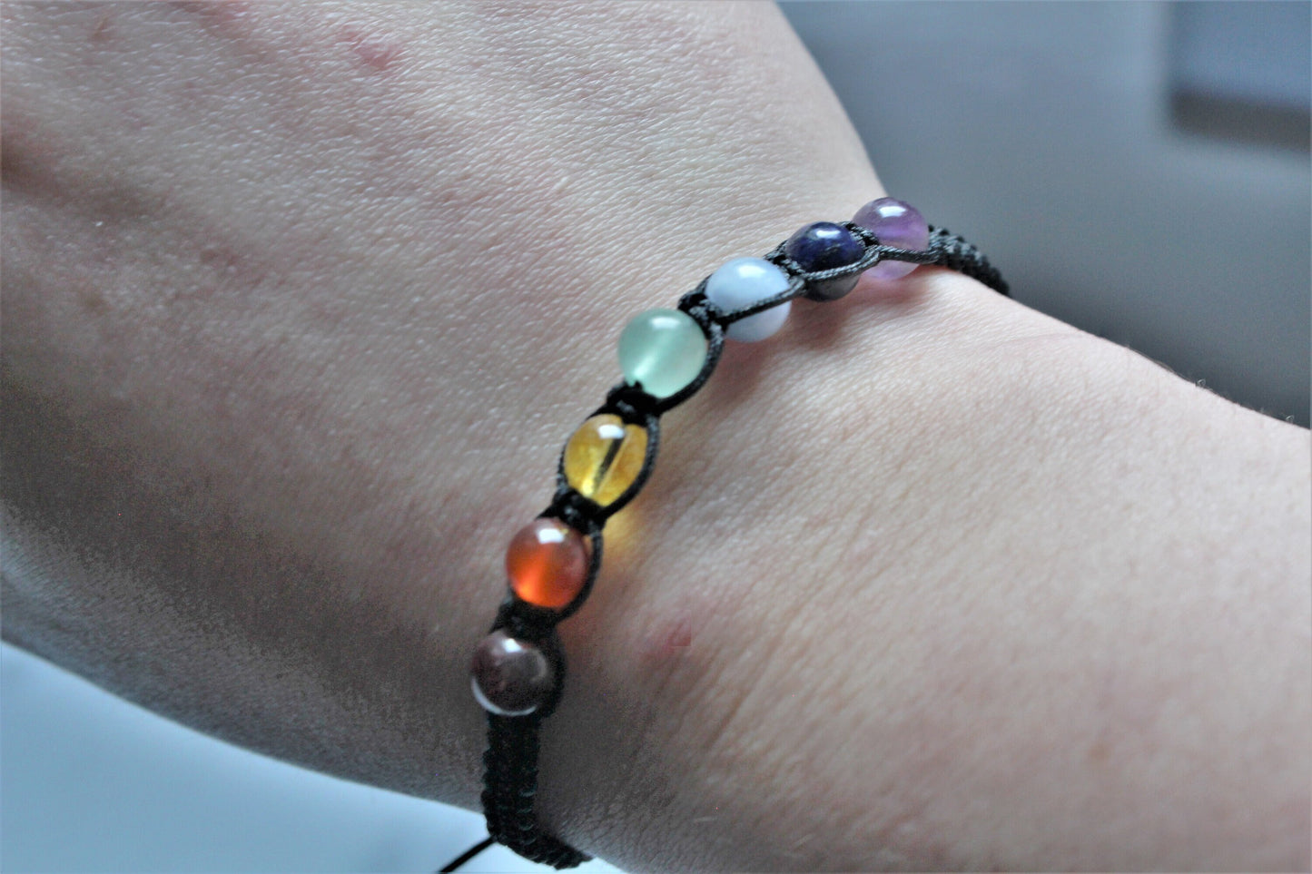 Crystal Bead Chakra Macrame Bracelet