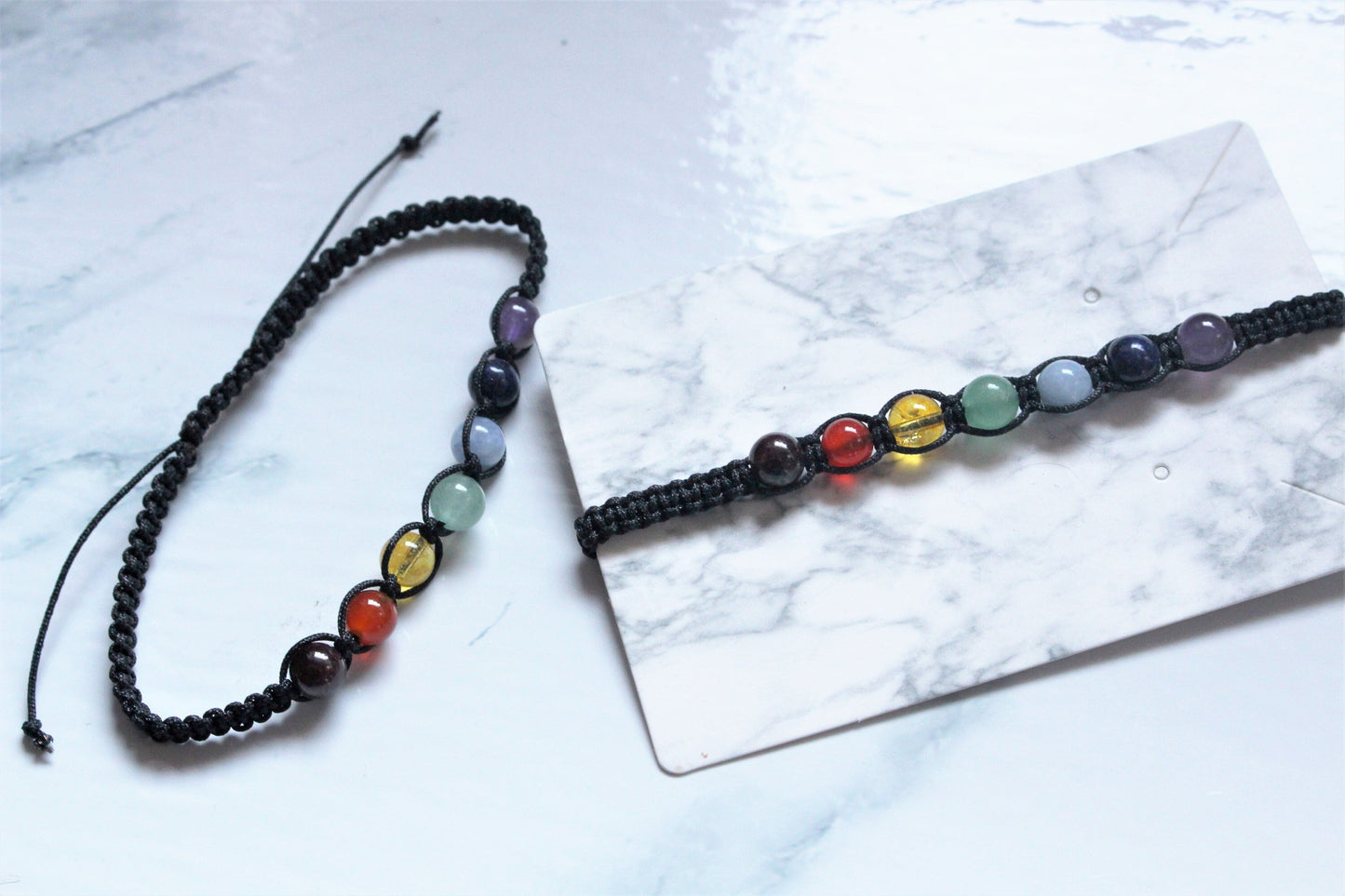Crystal Bead Chakra Macrame Bracelet