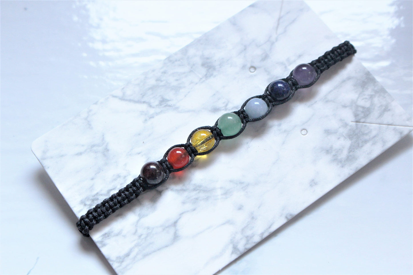Crystal Bead Chakra Macrame Bracelet