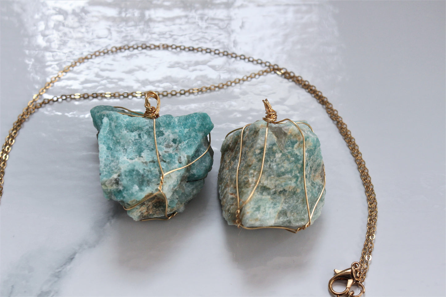 Natural Raw Crystal Rock Necklace Wire Wrapped Gold Jewellery Rose Clear Quartz Green Fluorite Calcite Gift For Her Him Wife Girlfriend UK