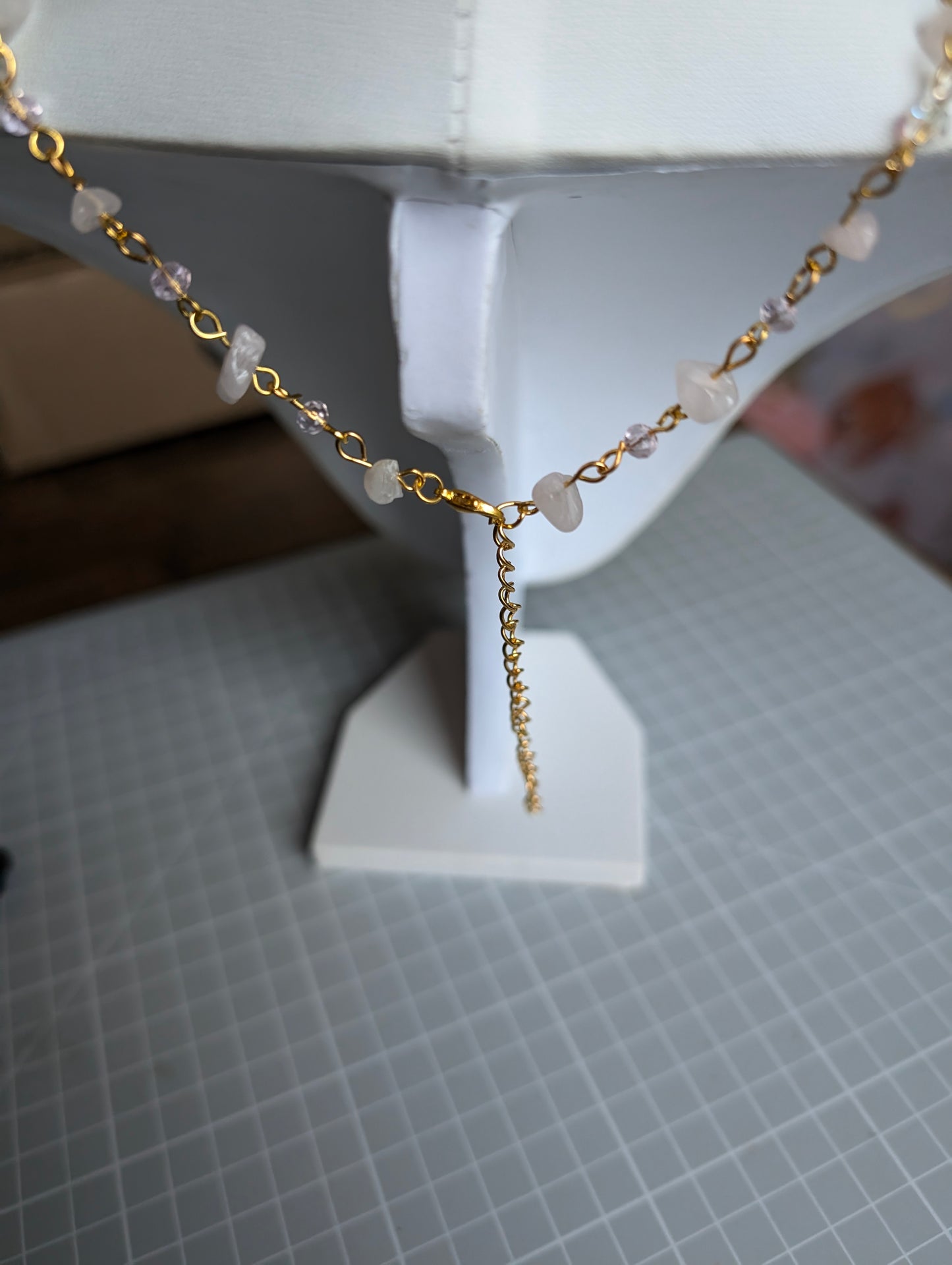 Rose Quartz Layered Celestial Necklace - Gold