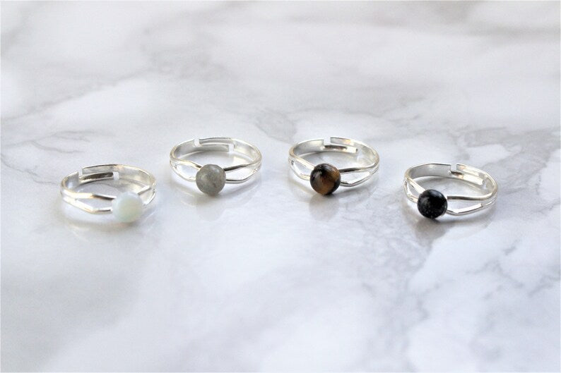 Gemstone Crystal Ring - Dainty Band