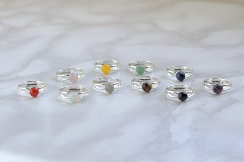 Gemstone Crystal Ring - Dainty Band