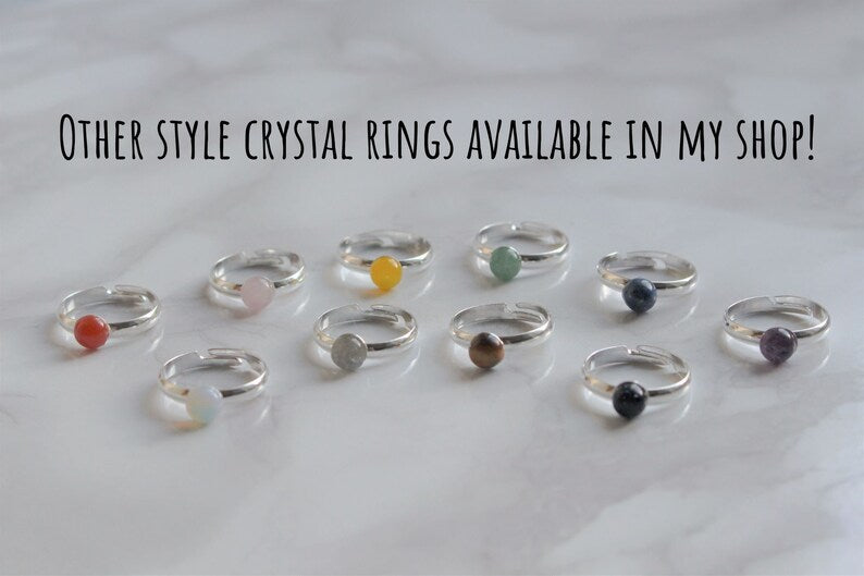 Gemstone Crystal Ring - Dainty Band