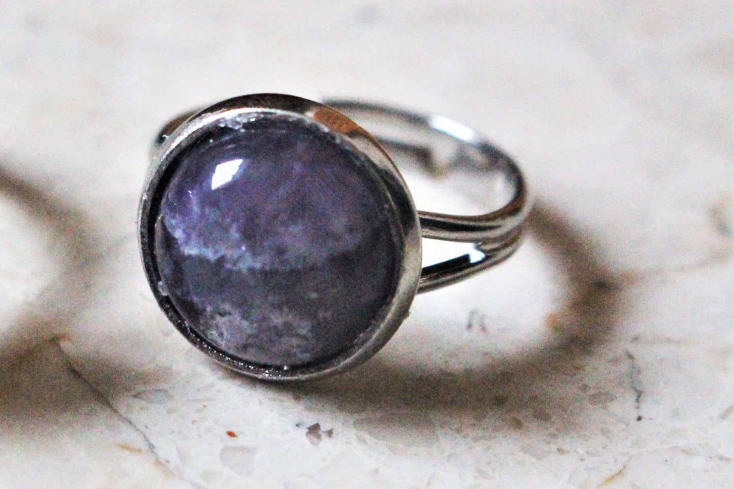 Rose Quartz/Amethyst Adjustable Crystal Ring