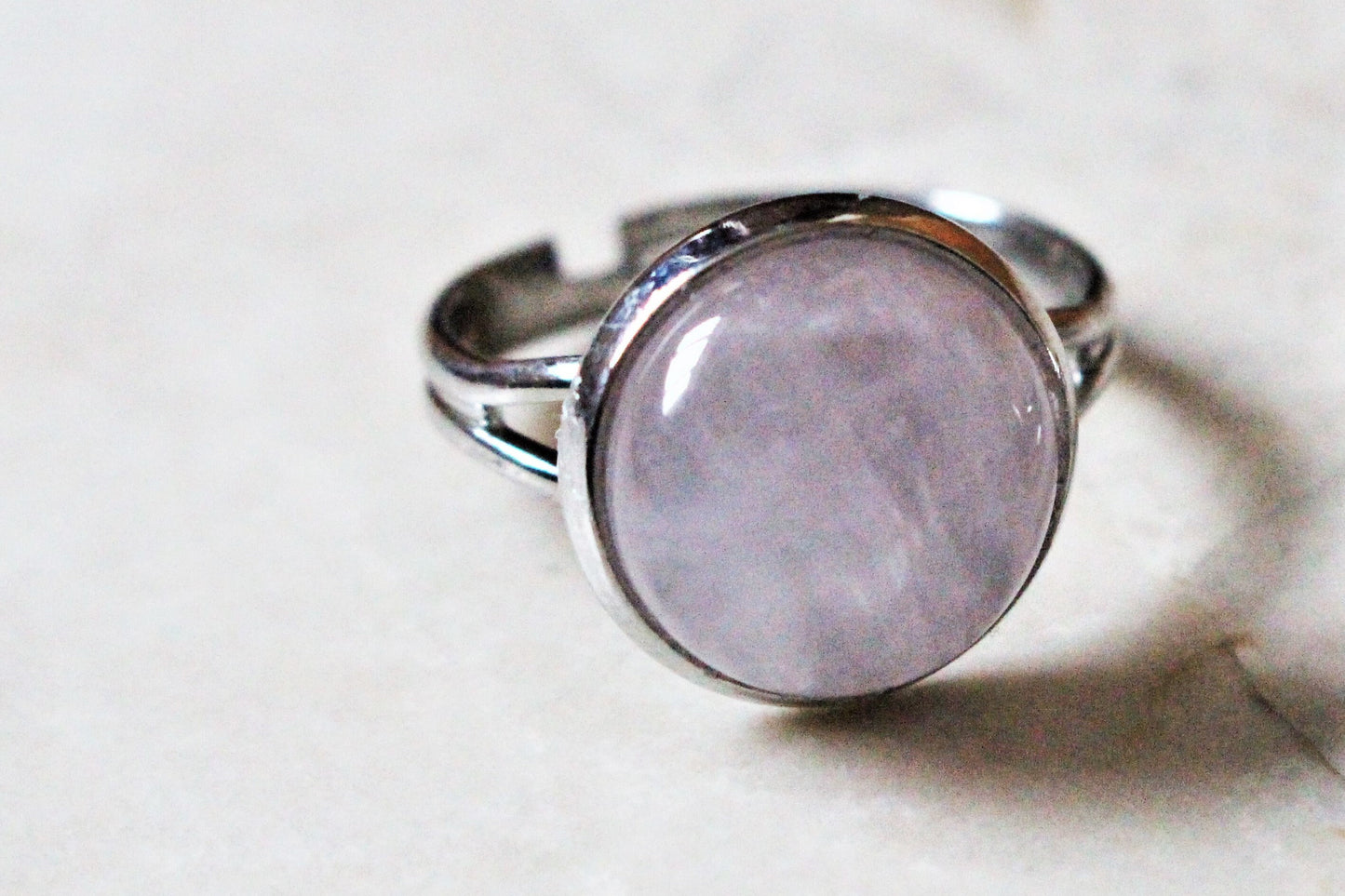 Rose Quartz/Amethyst Adjustable Crystal Ring
