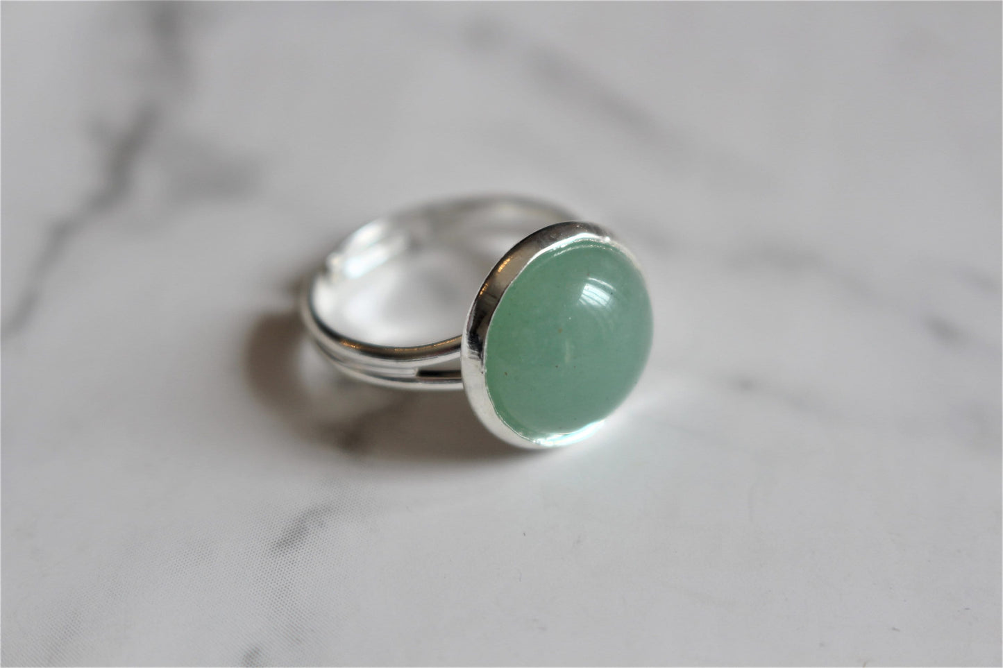 Opalite/Green Aventurine Adjustable Crystal Ring