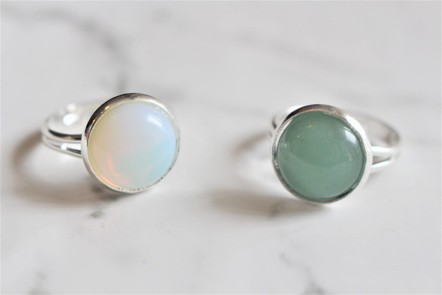 Opalite/Green Aventurine Adjustable Crystal Ring