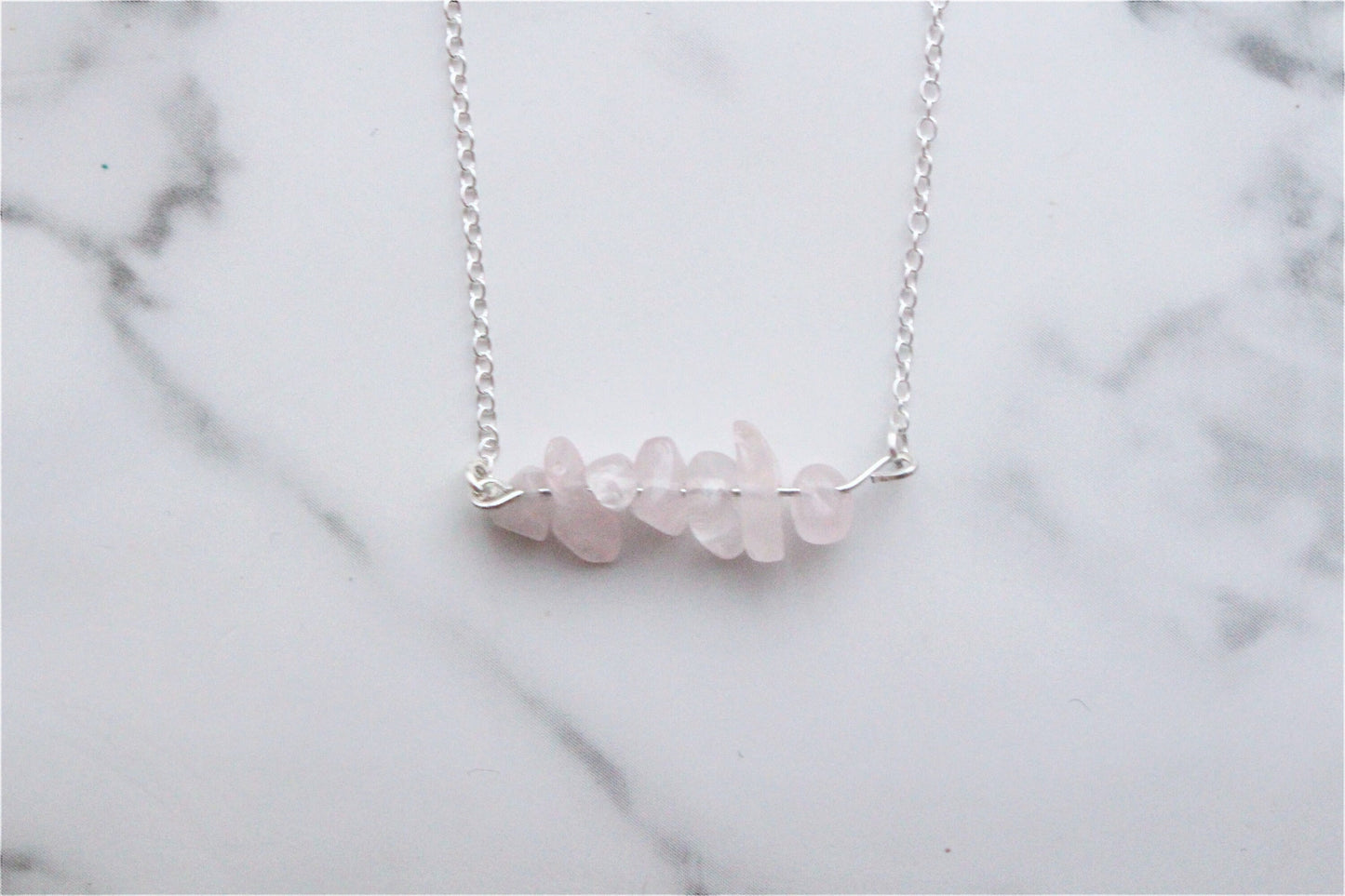 Rose Quartz / Amethyst Crystal Chip Necklace