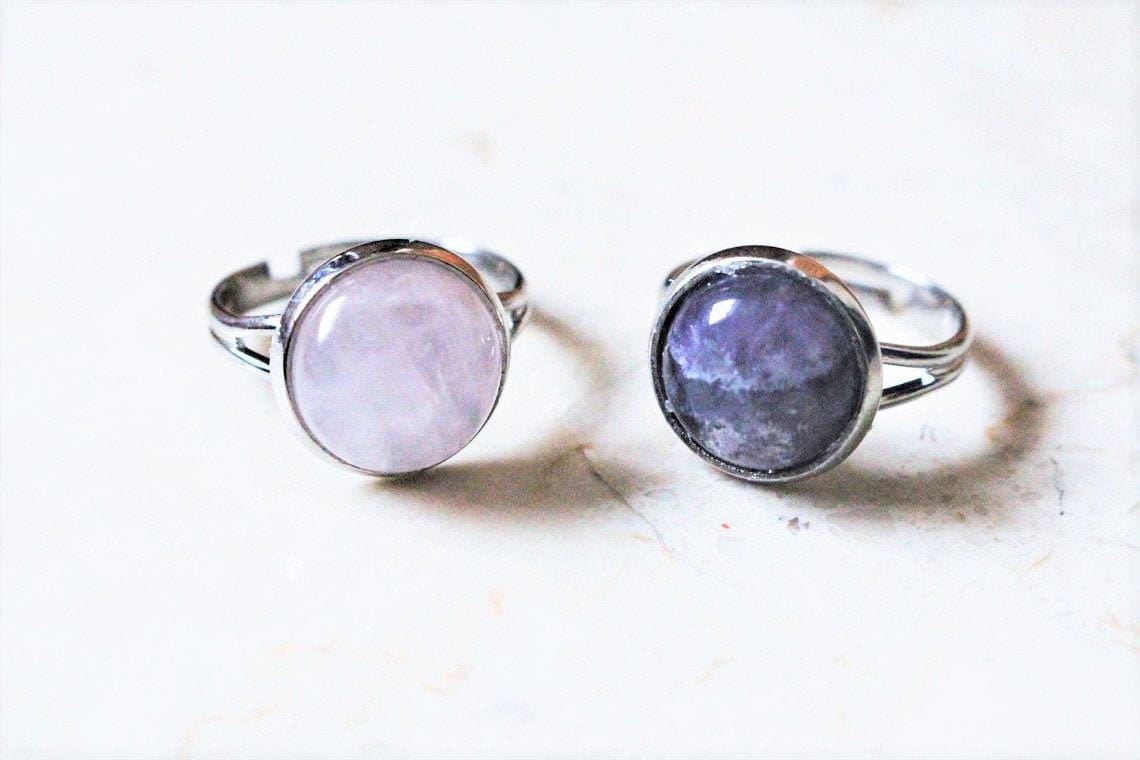 Rose Quartz/Amethyst Adjustable Crystal Ring