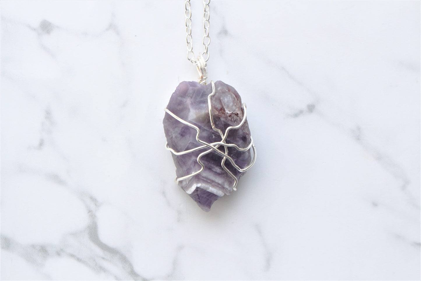 Blue Jasper / Amethyst Raw Rock Crystal Necklace