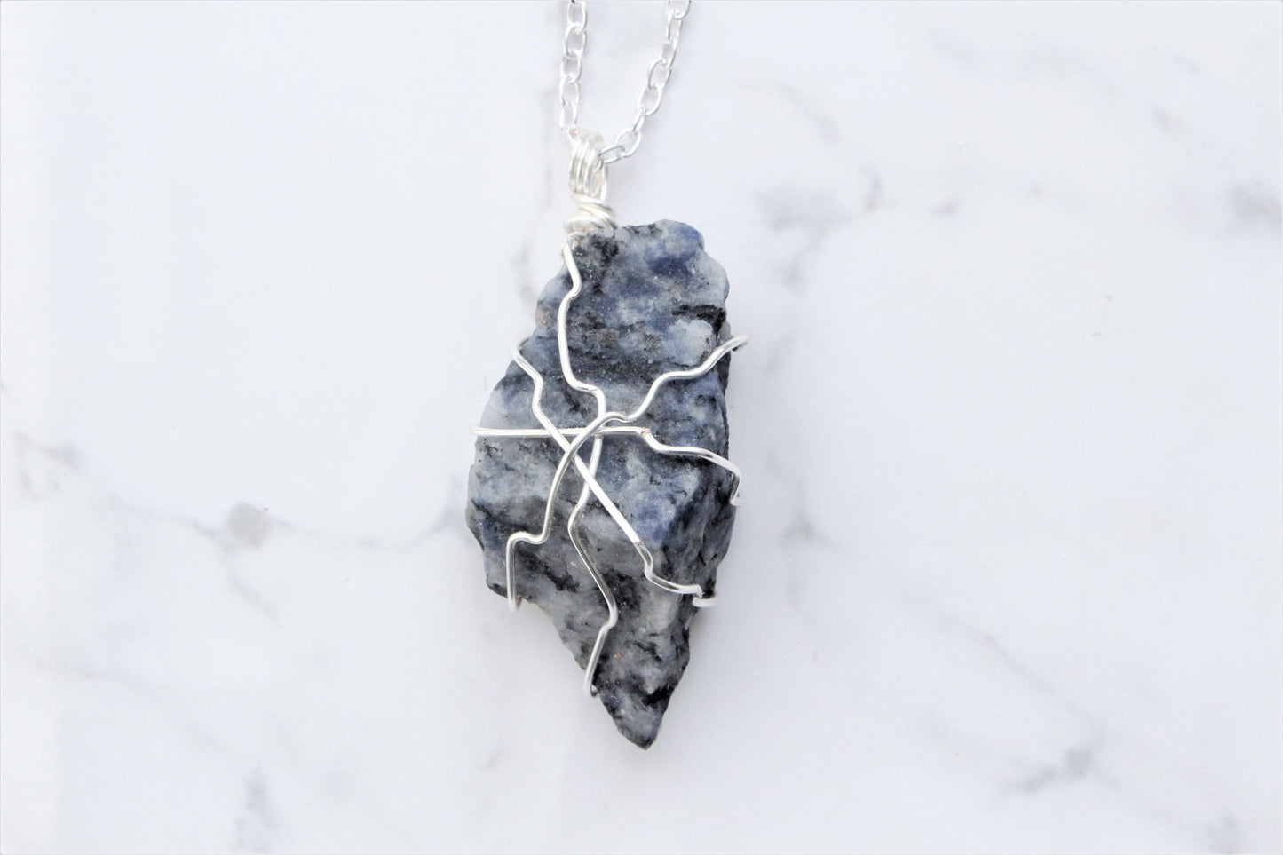 Blue Jasper / Amethyst Raw Rock Crystal Necklace