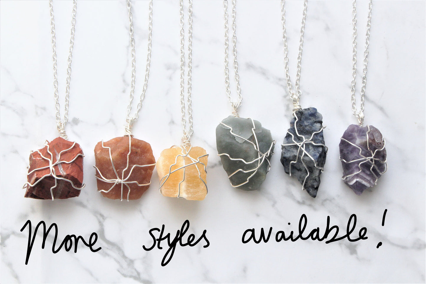 Blue Jasper / Amethyst Raw Rock Crystal Necklace