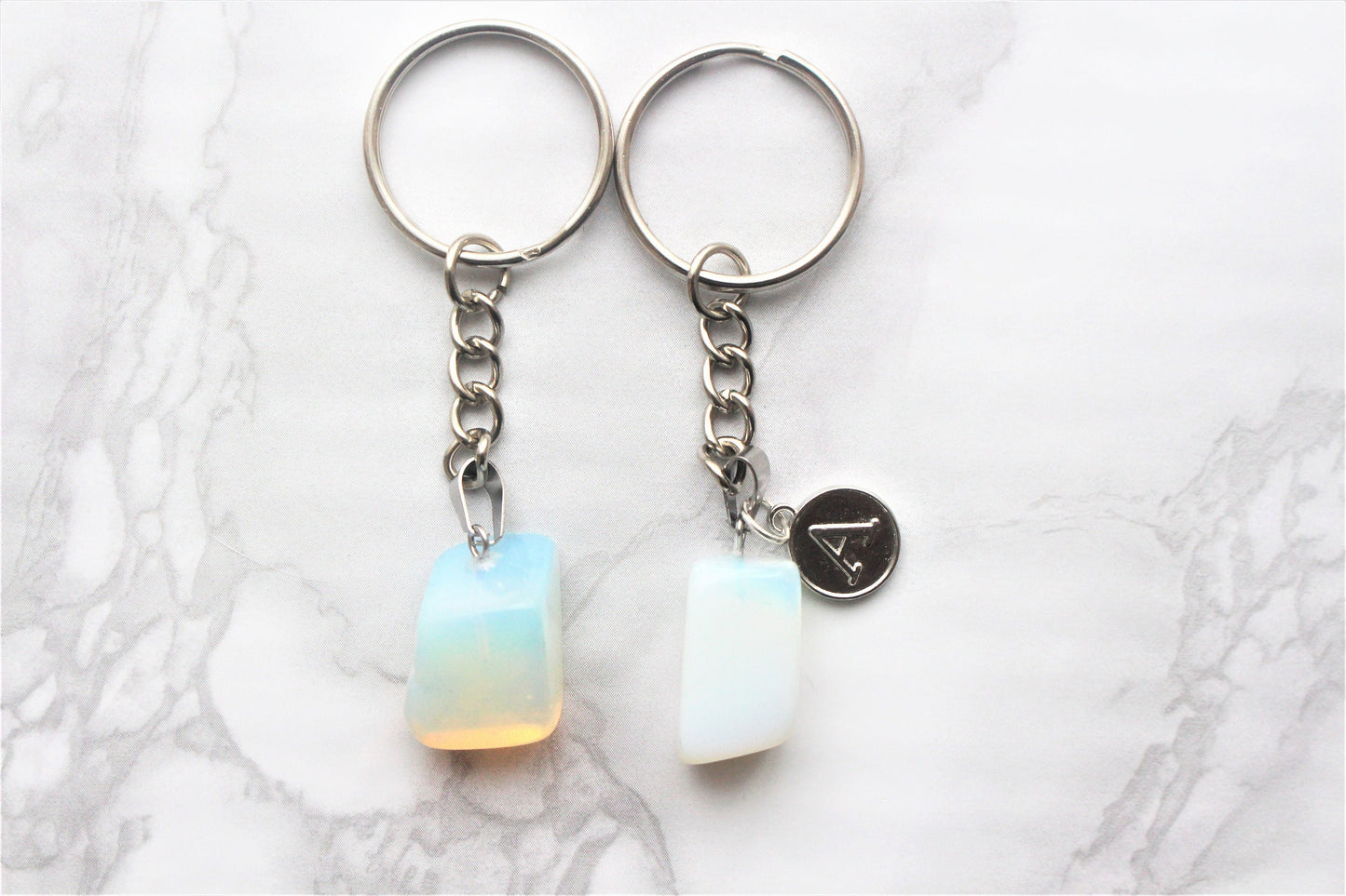 Opal / Green Aventurine / Rose Quartz / Amethyst Keyring Personalised Initial Crystal Keychain
