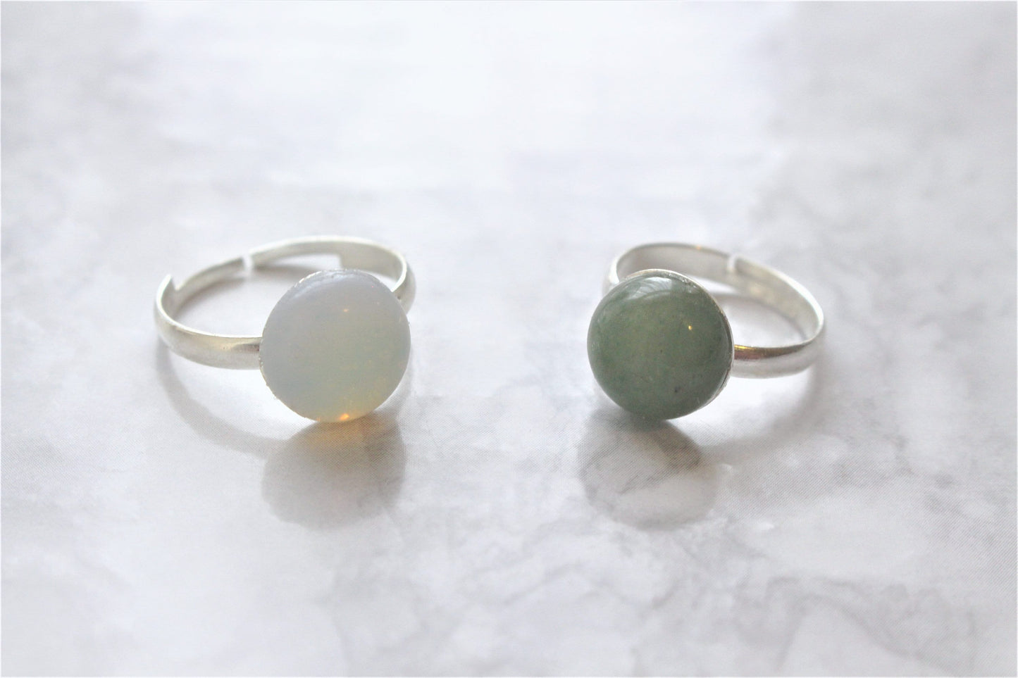 Opalite/Green Aventurine Adjustable Crystal Ring
