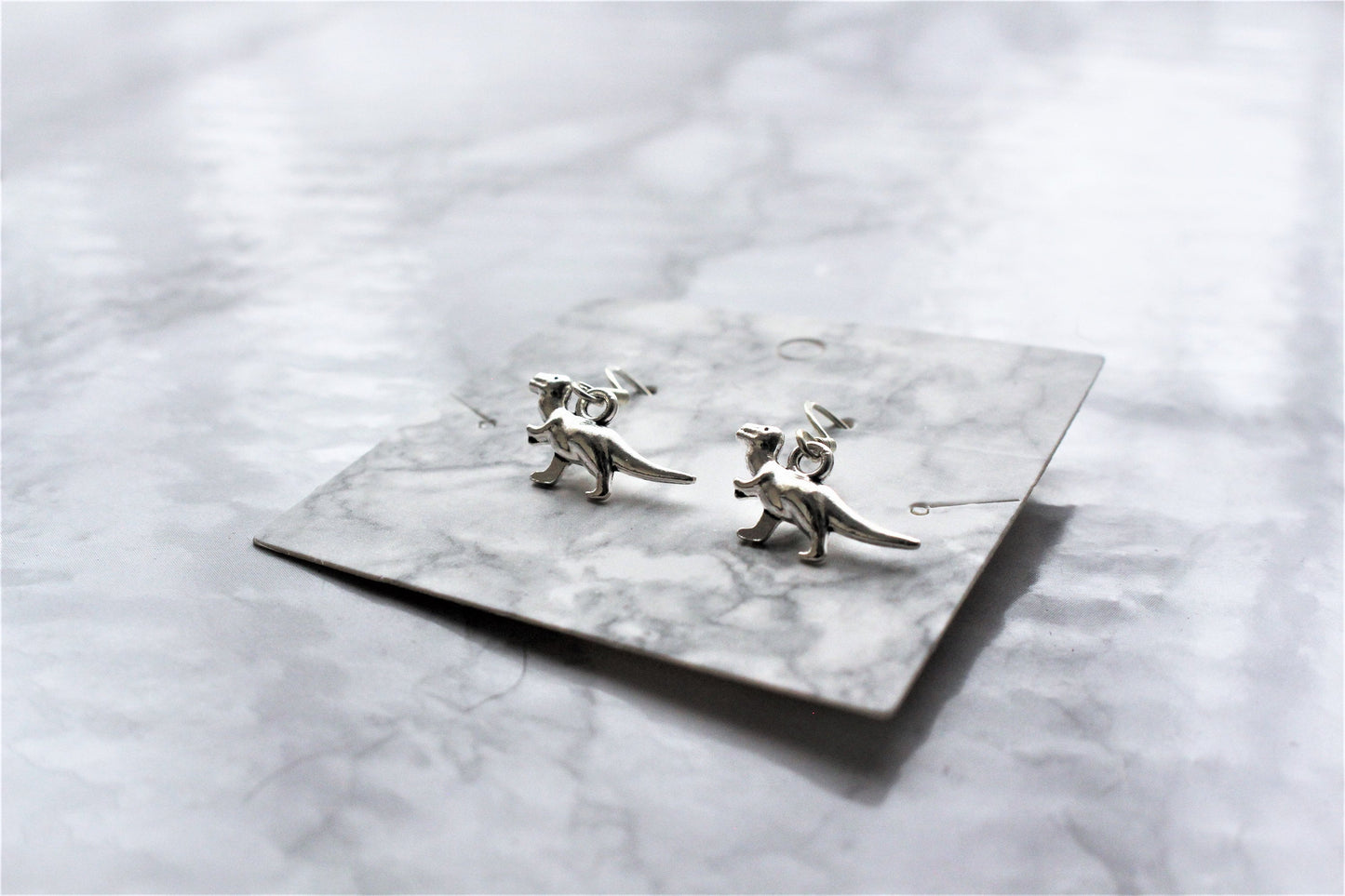 Sterling Silver Dinosaur Hook Earrings
