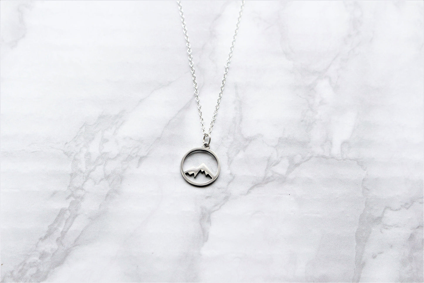 Mountain Sterling Silver Black Waxed Cord Necklace