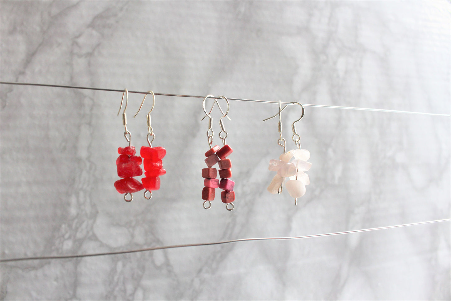 Sterling Silver Crystal Chip Earrings 925 Hook Drop