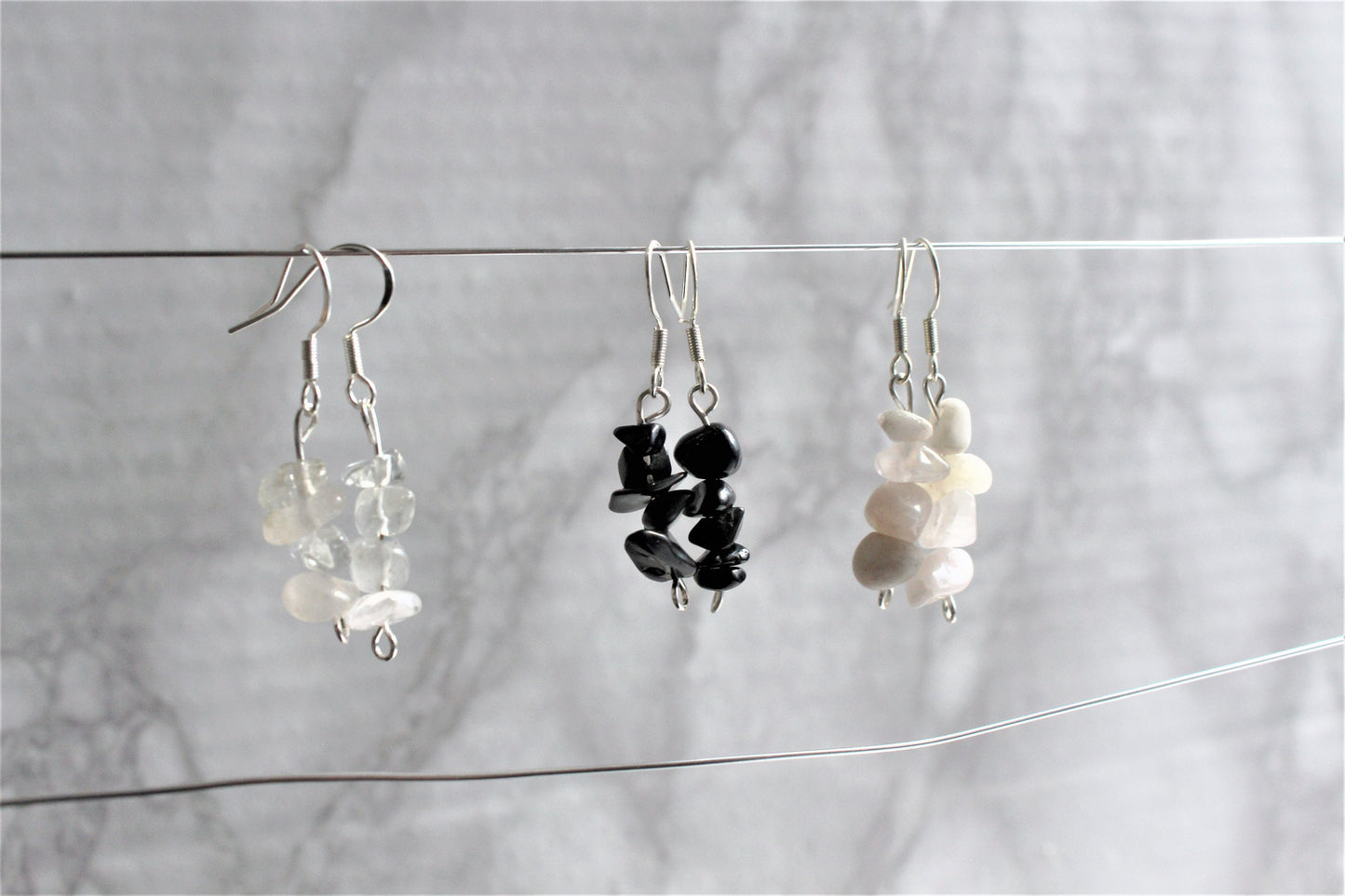 Sterling Silver Crystal Chip Earrings 925 Hook Drop