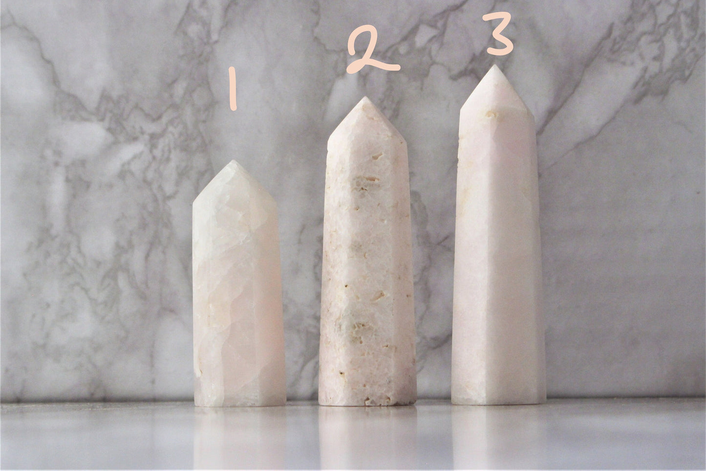 Rose Quartz / Lepidolite / Pink Aragonite Point Towers Obelisk Crystals