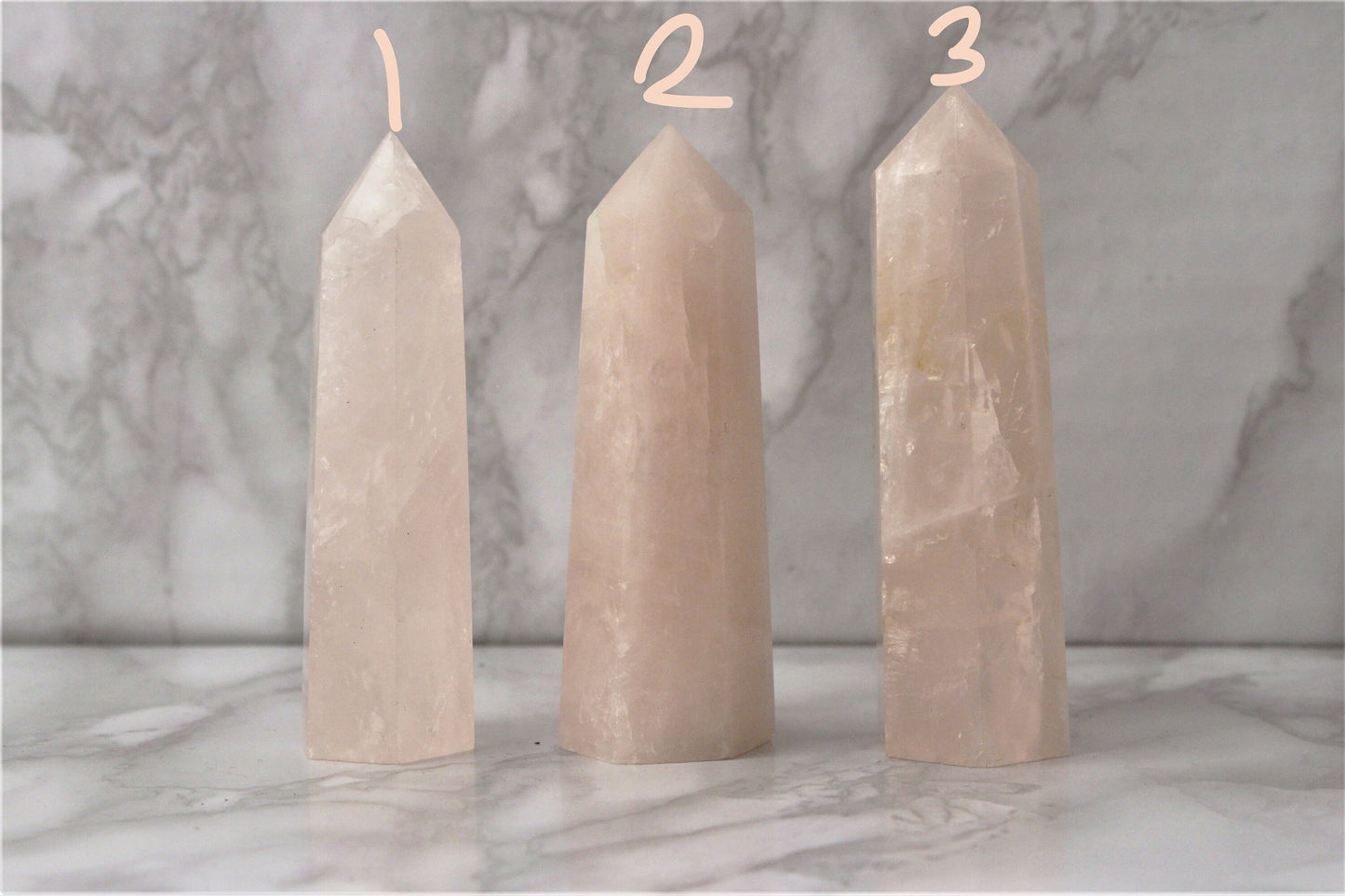 Rose Quartz / Lepidolite / Pink Aragonite Point Towers Obelisk Crystals
