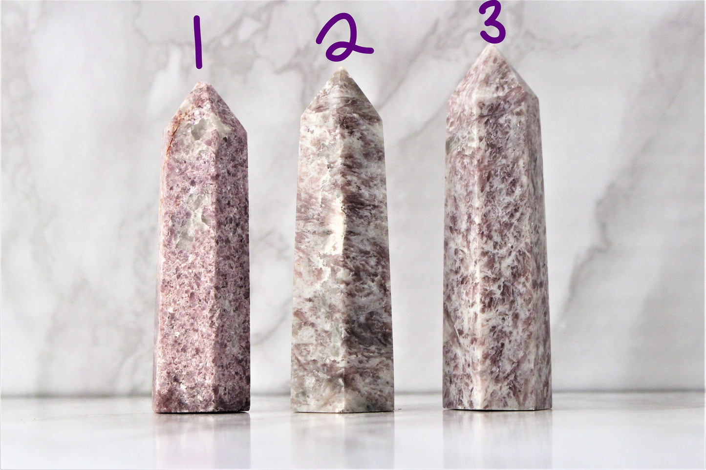 Rose Quartz / Lepidolite / Pink Aragonite Point Towers Obelisk Crystals