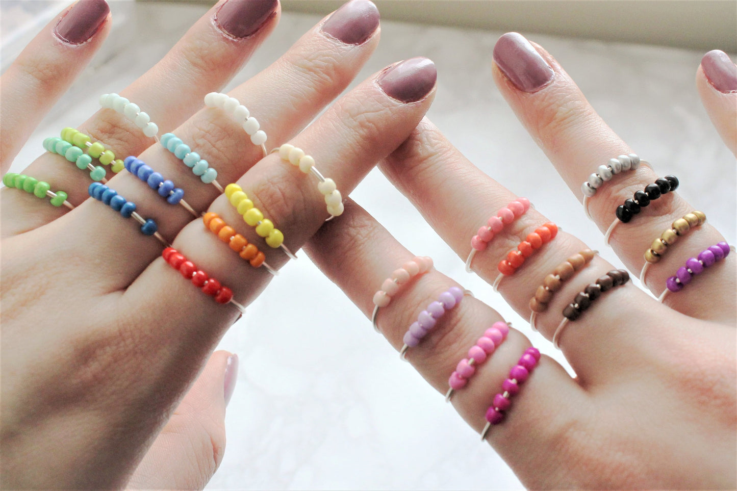 Adjustable Beaded Fidget Ring