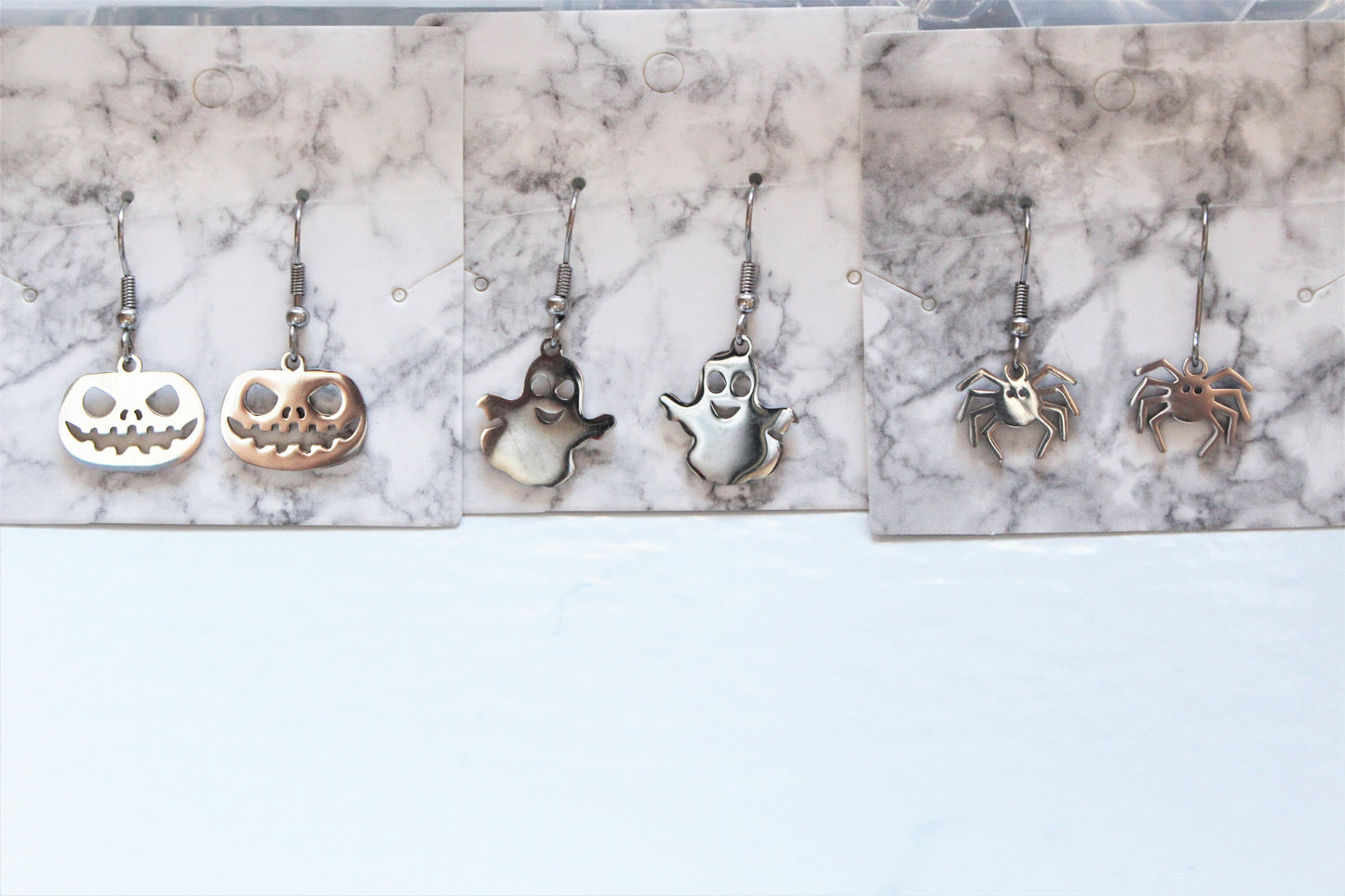 Halloween Sterling Silver Earrings Pumpkin Spider Ghost