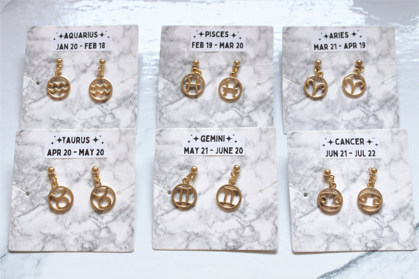 Silver/Gold Zodiac Charm Stud Earrings Sign Horoscope Jewellery Dainty Astrology Aries Leo Taurus Virgo Gemini Free UK Shipping Gift For Her